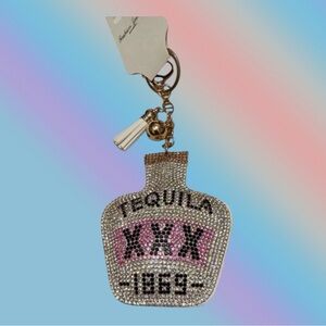 🦄 Bling Rhinestone Tequila Bottle Puffy Bag Charm/Keychain!